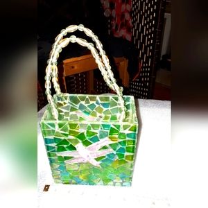 Stained glass basket/vase
